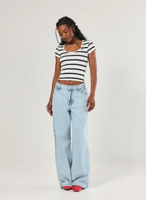 Blusa Manga Curta Canelada