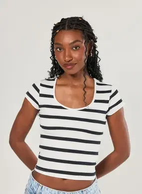 Blusa Manga Curta Canelada