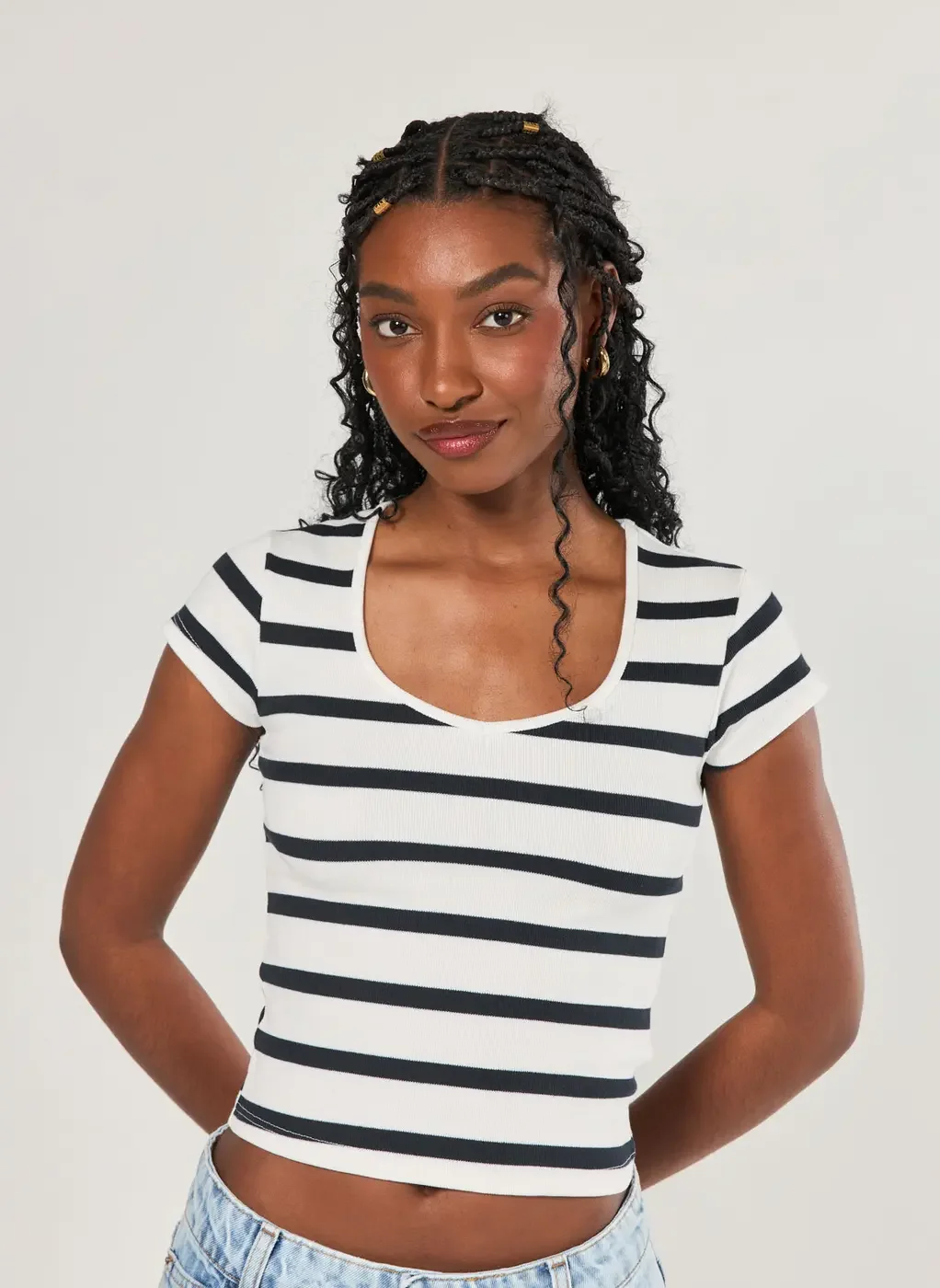 Blusa Manga Curta Canelada