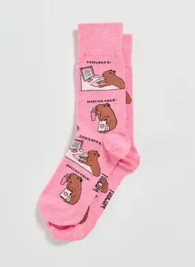 Meia Rosa Capivara
