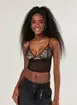 Top Preto De Renda Alongado