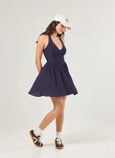 Vestido Curto Marinho Decote V