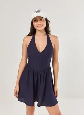 Vestido Curto Marinho Decote V