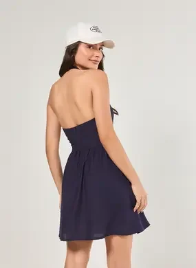 Vestido Curto Marinho Decote V