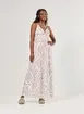 Vestido Longo Off-White Florido Com Laço