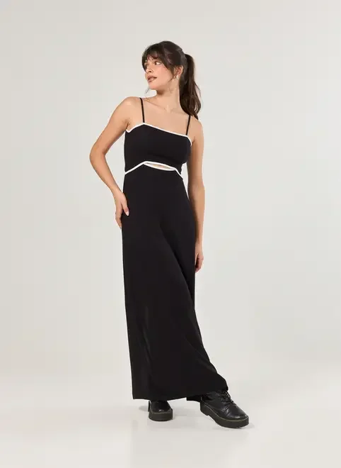 Vestido Midi Preto Contraste