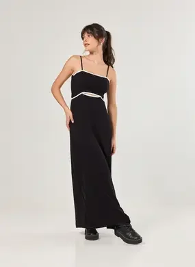 Vestido Midi Preto Contraste