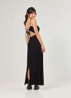 Vestido Midi Preto Contraste