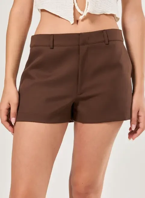 Micro Short Alfaiataria Marrom