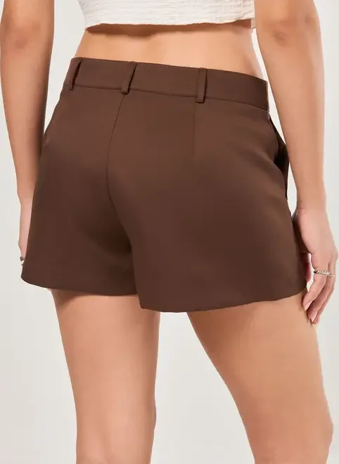 Micro Short Alfaiataria Marrom