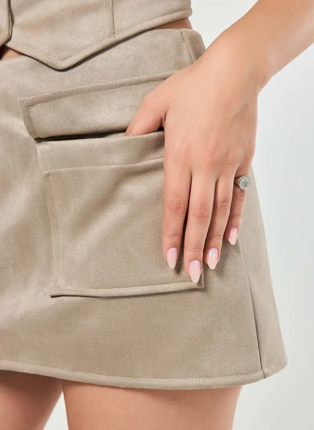 Saia Suede Bolsos Cargo