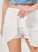 Saia Texturizada Off-White Com Babado