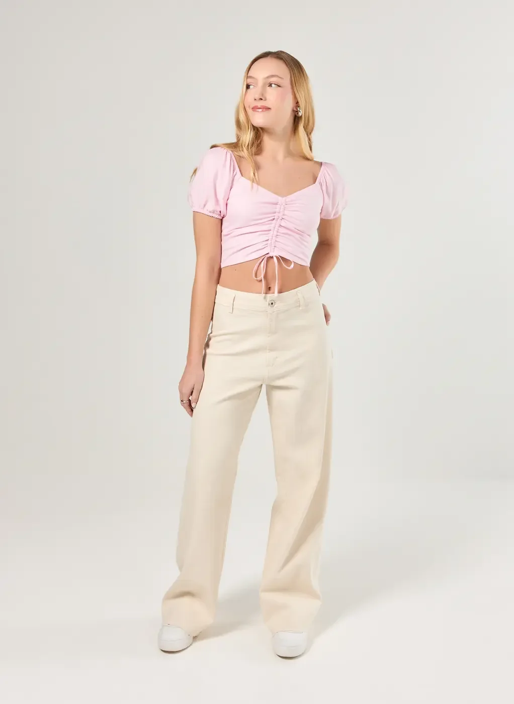 Cropped Rosa Com Franzido