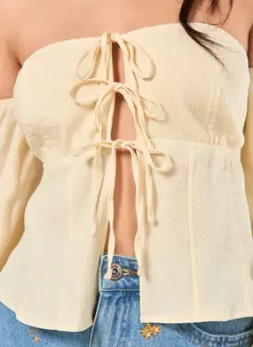 Blusa Ombro A Ombro Amarelo Manteiga