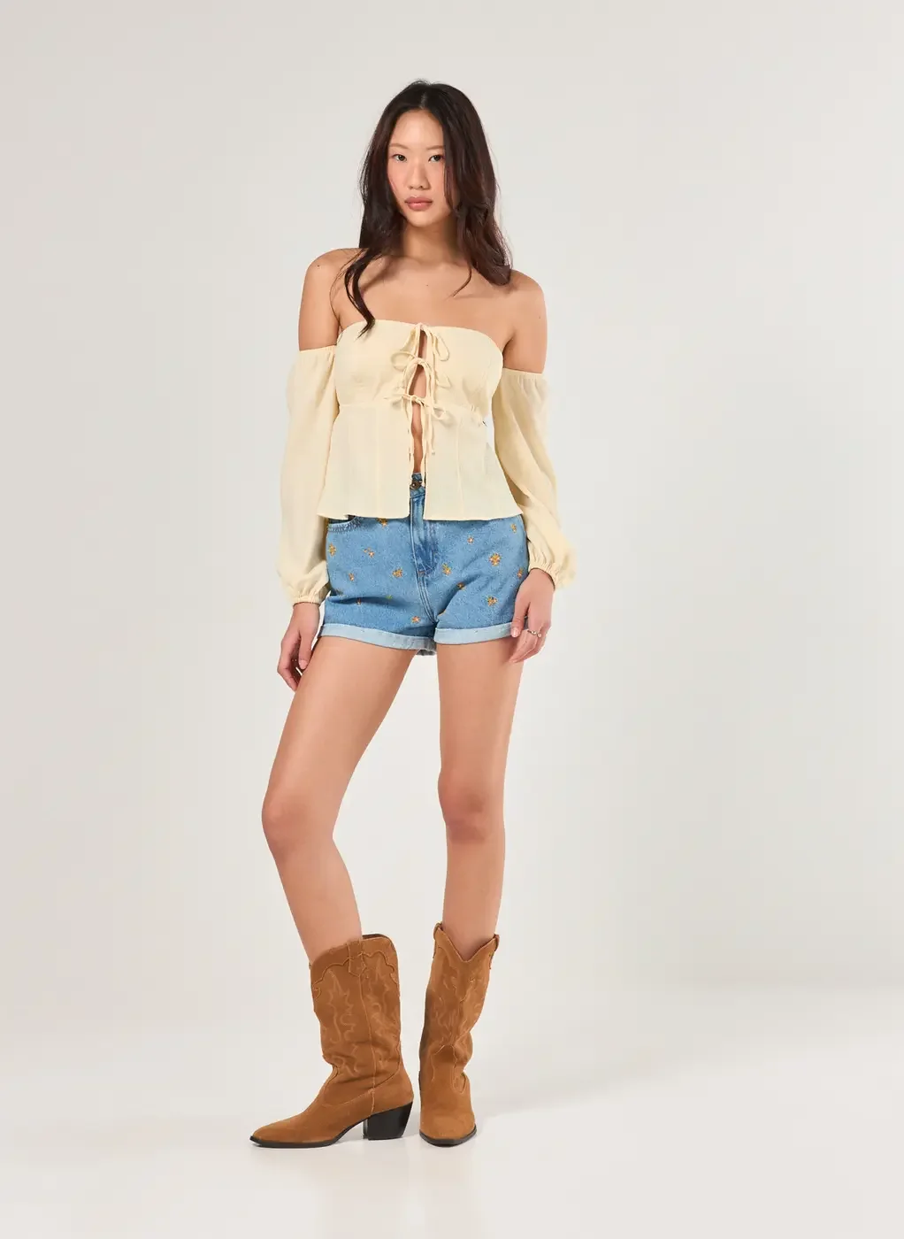 Blusa Ombro A Ombro Amarelo Manteiga