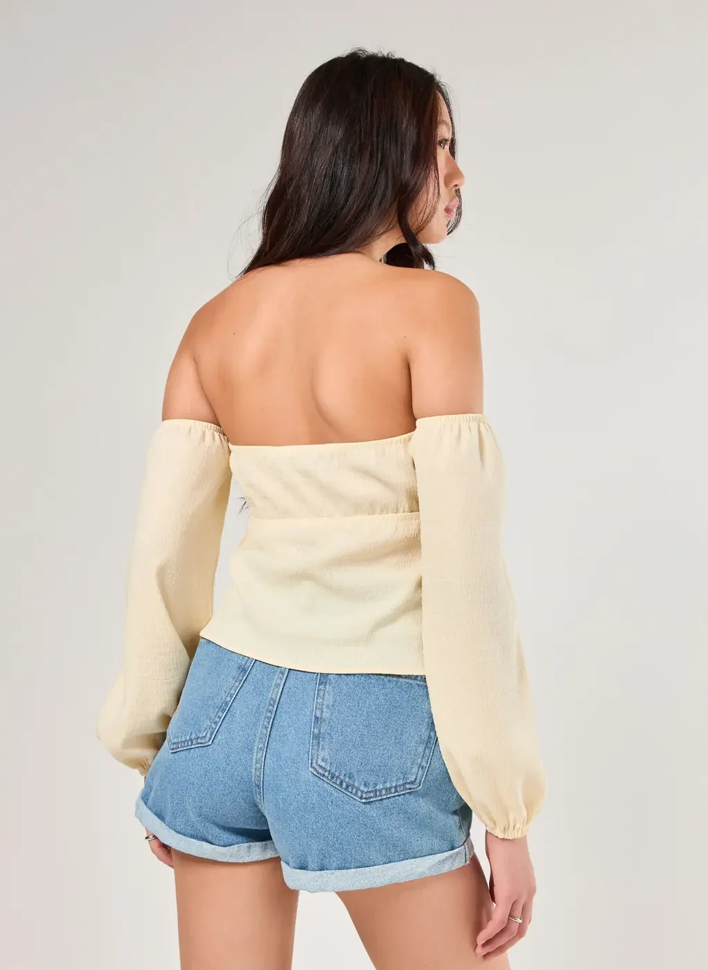 Blusa Ombro A Ombro Amarelo Manteiga