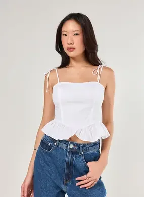 Cropped Off-White Corsetada Babado