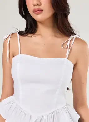Cropped Off-White Corsetada Babado
