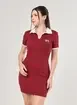 Vestido Malha Bordô Gola Polo