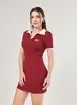 Vestido Malha Bordô Gola Polo
