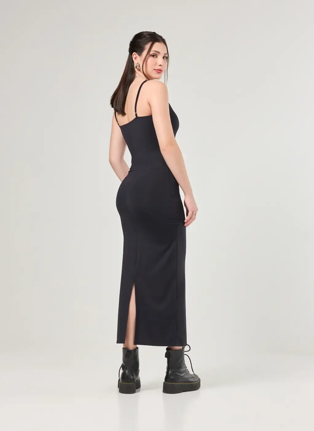 Vestido Midi Transpassado Em Poliamida