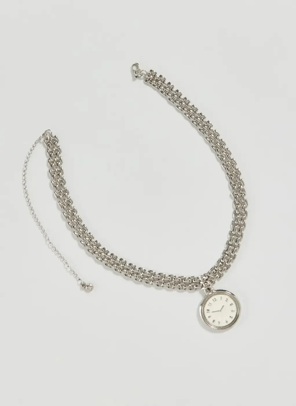 Colar Prateado Relógio