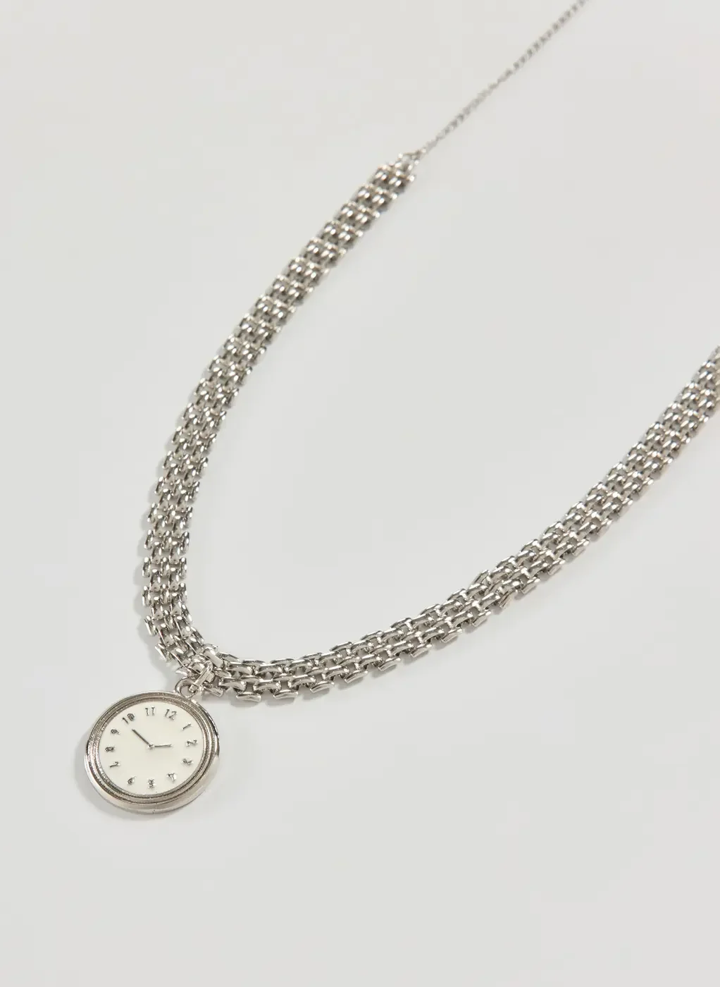 Colar Prateado Relógio