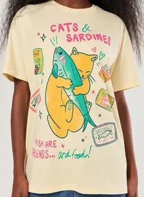Camiseta Amarelo Manteiga Gato Sardinha