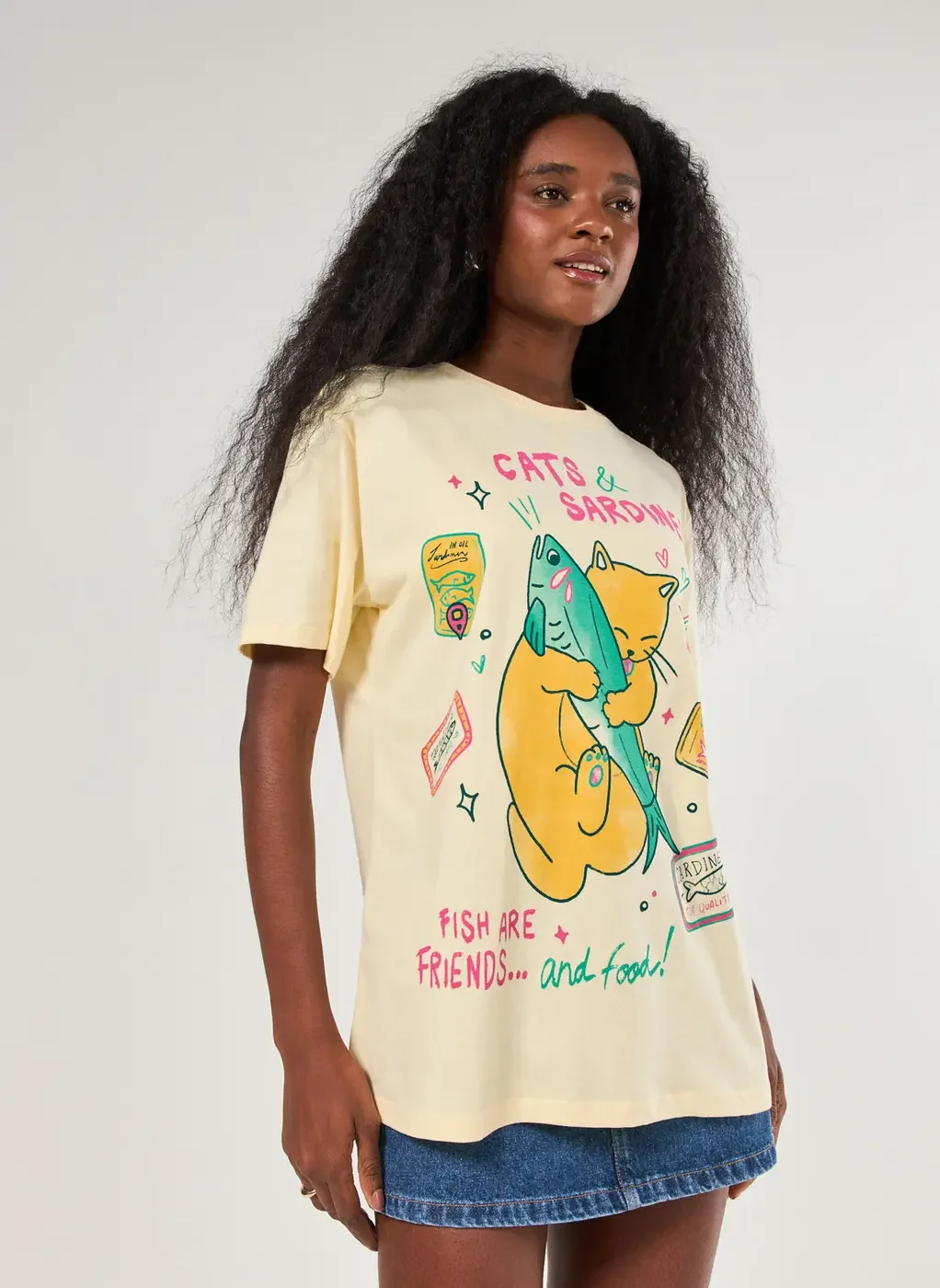 Camiseta Amarelo Manteiga Gato Sardinha