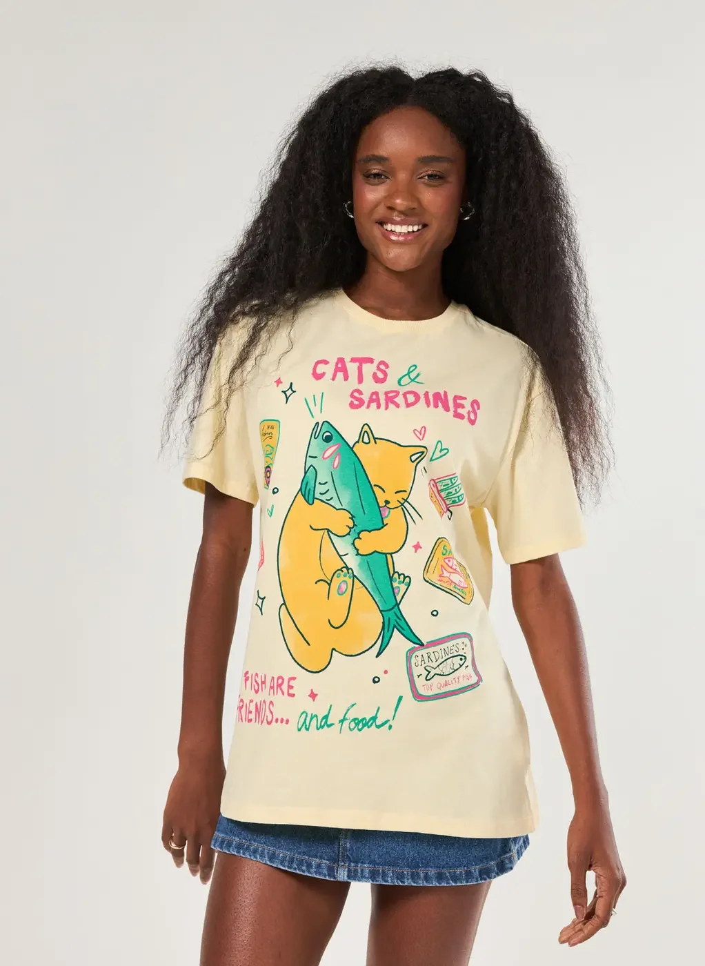 Camiseta Amarelo Manteiga Gato Sardinha