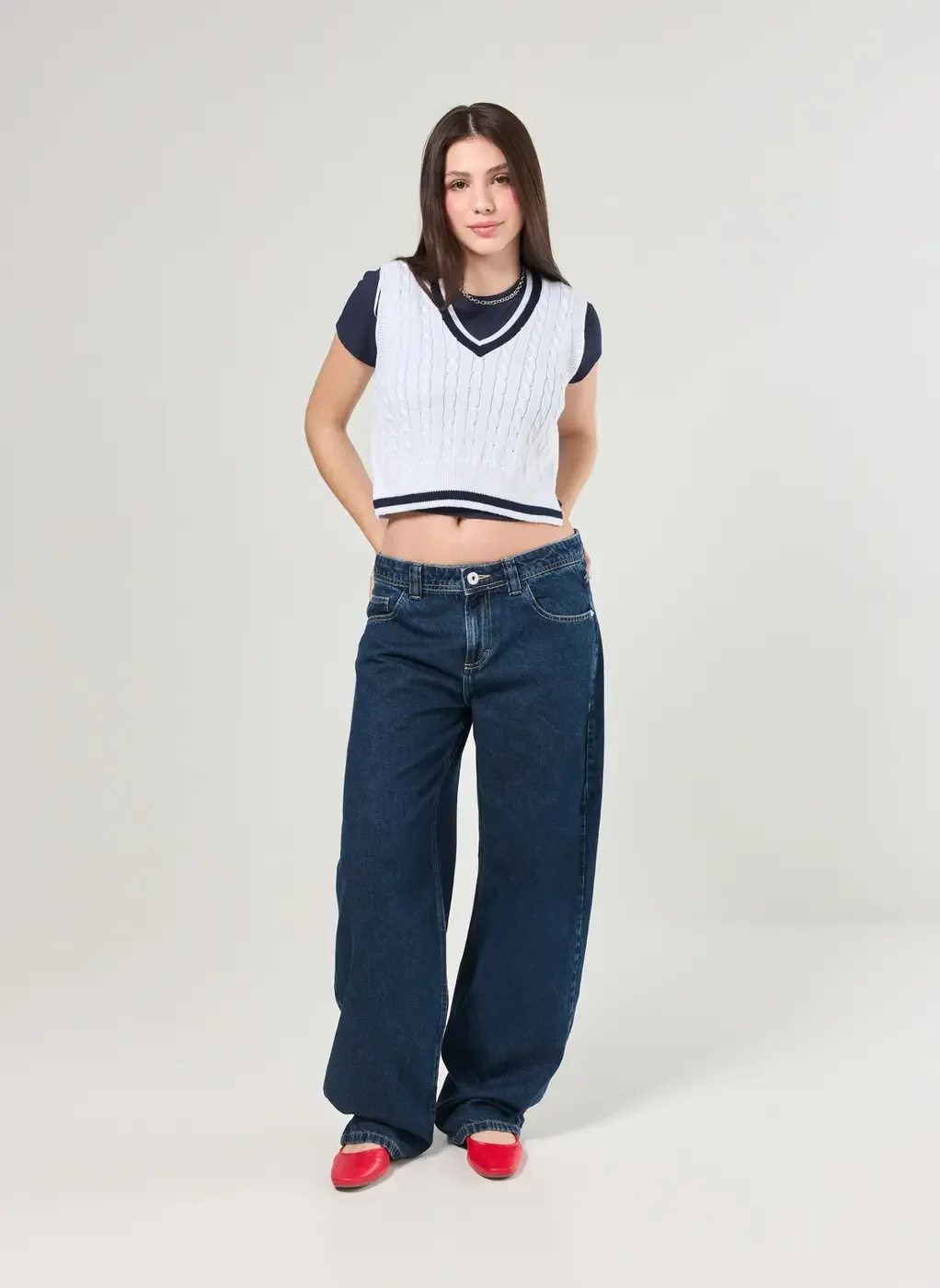 Blusa Estilo Colete Tricô Off-White