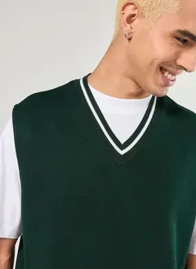 Regata Box Estilo Colete Tricô Verde