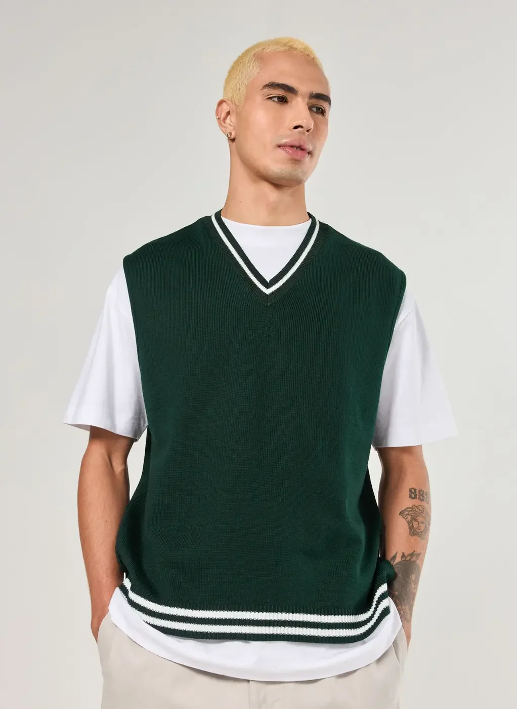 Regata Box Estilo Colete Tricô Verde