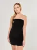 Vestido Veludo Cotelê Preto Sem Alças