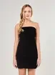Vestido Veludo Cotelê Preto Sem Alças