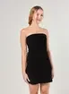 Vestido Veludo Cotelê Preto Sem Alças