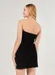 Vestido Veludo Cotelê Preto Sem Alças