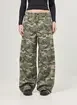 Calça Wide Leg Cintura Baixa Camuflada
