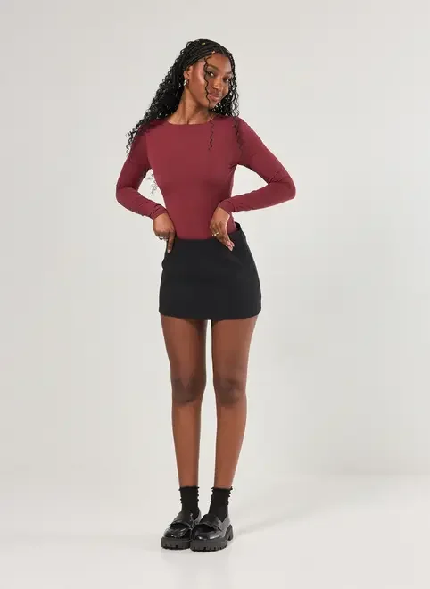 Body Manga Longa Poliamida Costas Abertas