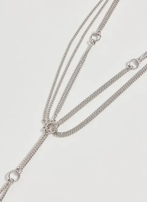 Colar Prateado Gravatinha Correntinhas