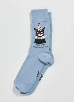 Meia Azul Gatinho Piada