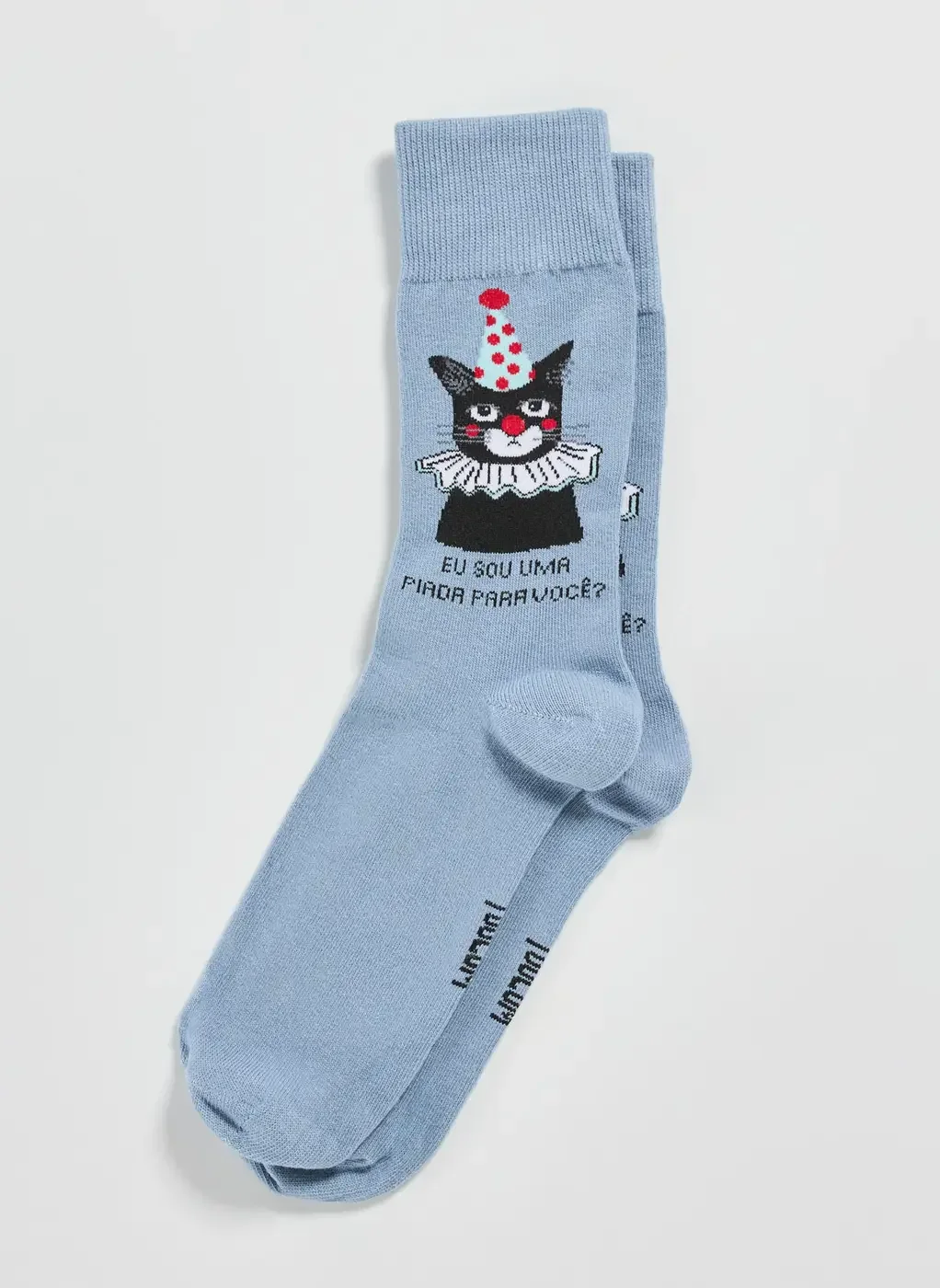 Meia Azul Gatinho Piada