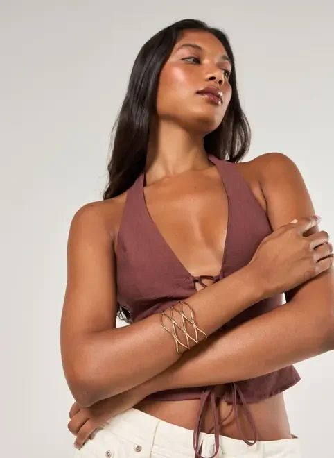 Bracelete Dourado Formas Orgânicas