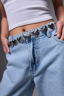 Cinto De Corrente Corações Martelado