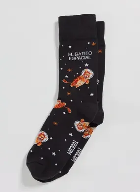 Meia Preta Gatito Espacial