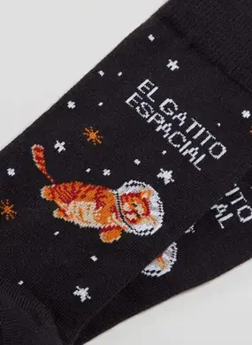 Meia Preta Gatito Espacial