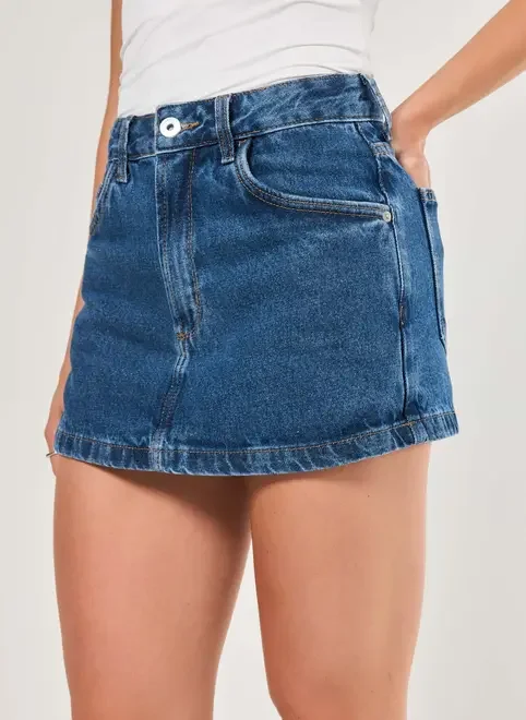 Short Saia Básico Em Jeans