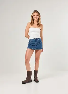 Short Saia Básico Em Jeans