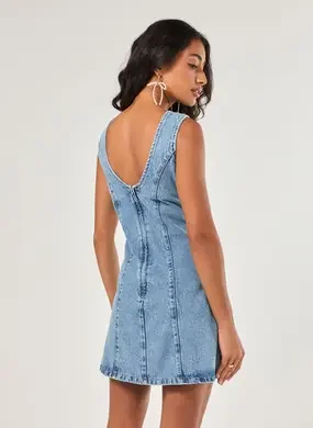 Vestido Jeans Decote Nas Costas
