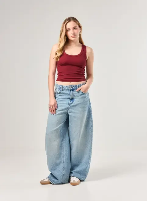 Calça Baggy Jeans Cintura Baixa